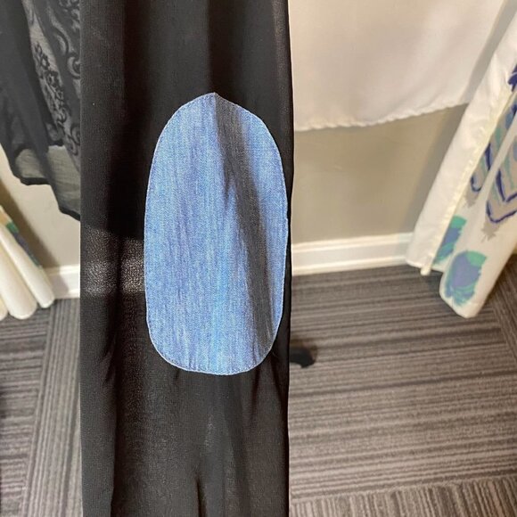 Olsenboye chambray and black sheer snap up long sleeve shirt lightweight - Picture 8 of 11